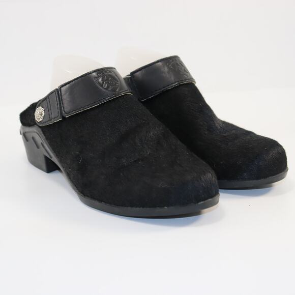 Ariat Black Hair-On Leather Clogs Slip-On Mules Women’s Size 9 - Picture 1 of 6
